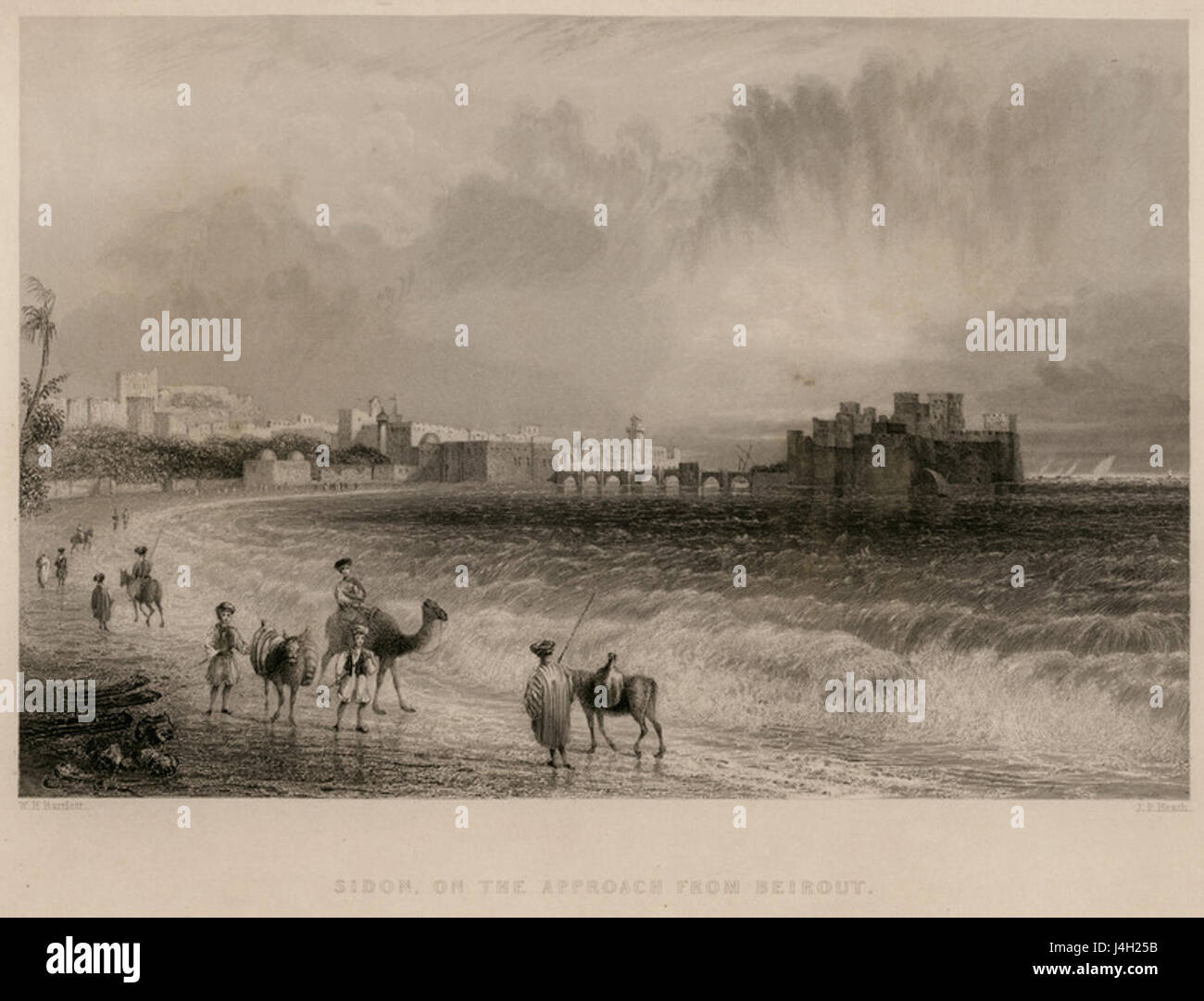Zidon This 1836 image depicts Sidon as viewed from the approach from Beirut ...