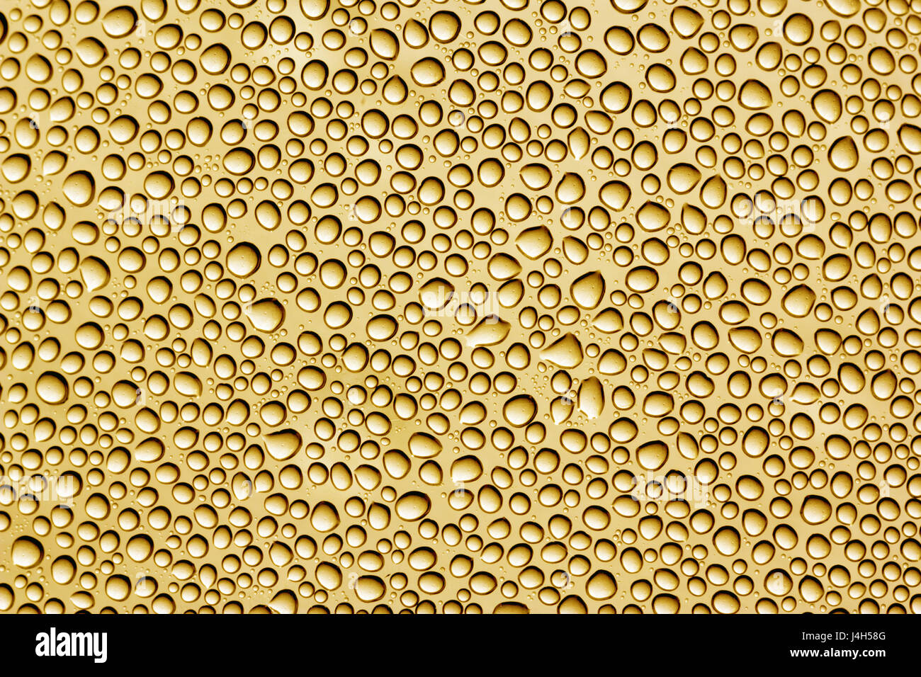 Droplets of water on a bright golden surface Stock Photo - Alamy