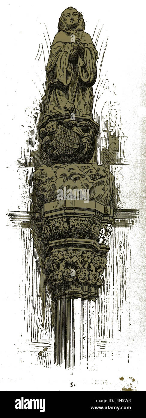 This image showcases the statue of Saint Jean, located in Aube, France. The monument commemorates the life and contributions of Saint John, a significant religious figure, often associated with the Christian faith and history. Stock Photo