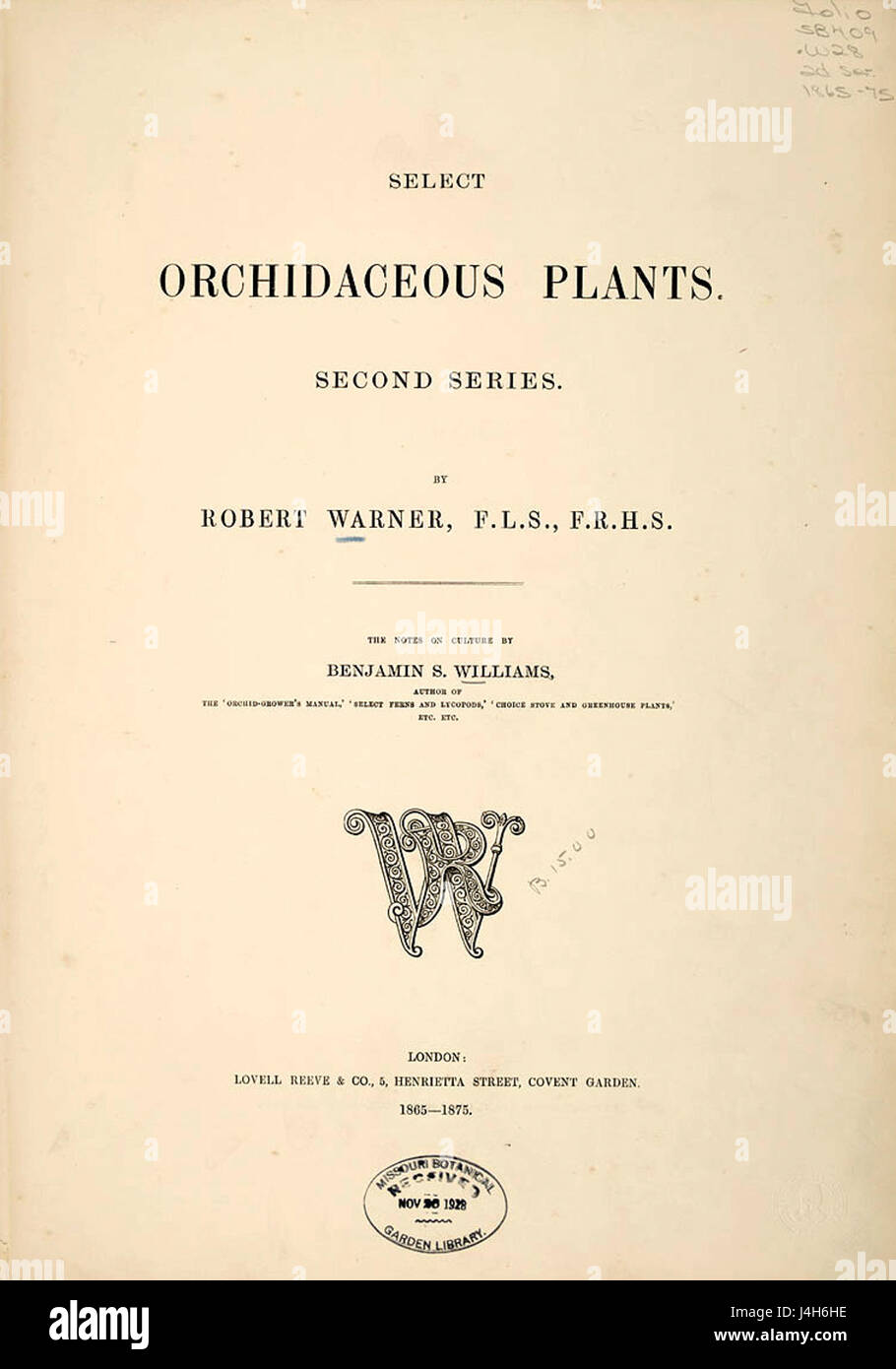 Select Orchidaceous Plants   Second series   title page Stock Photo