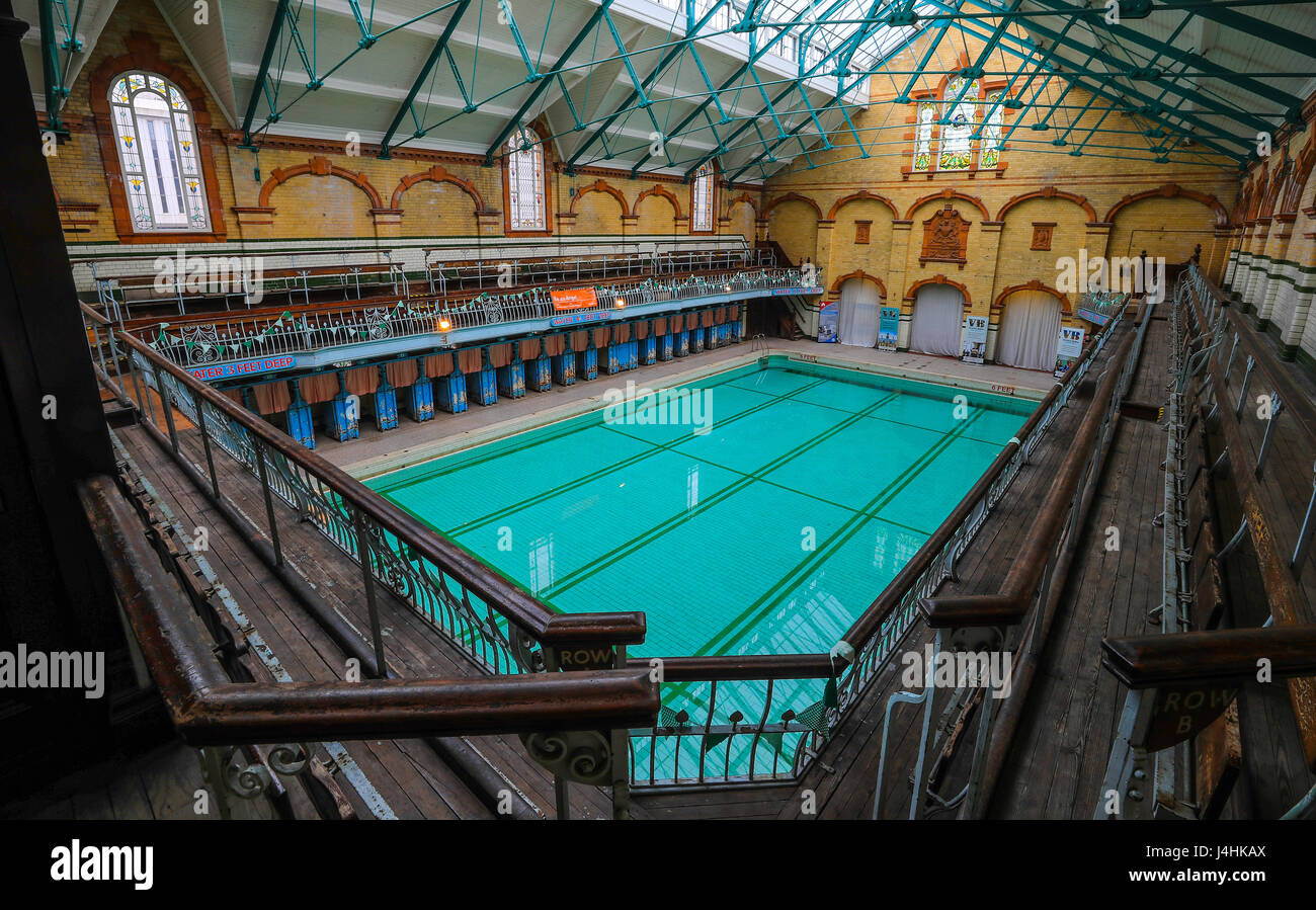 A general view of the interior of Victoria Baths in Manchester, which ...