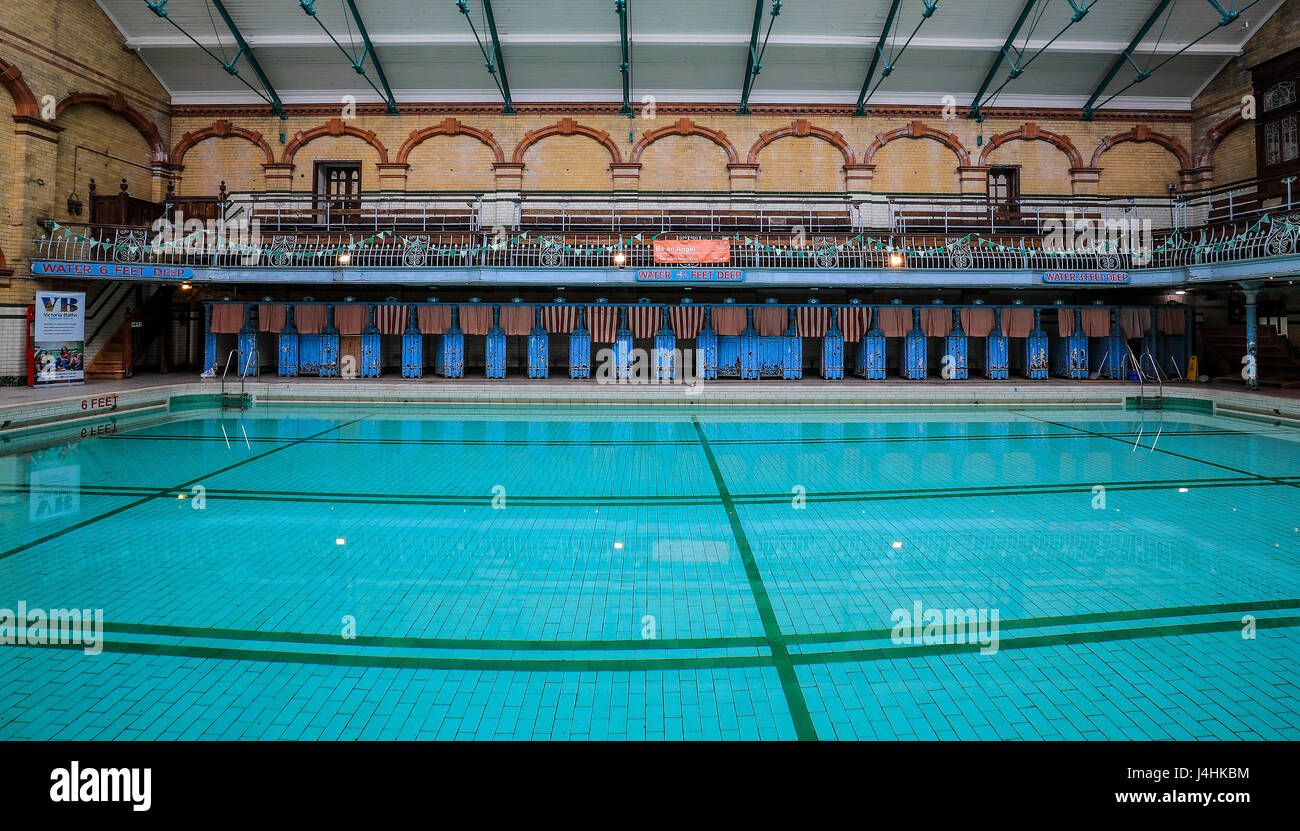 A general view of the interior of Victoria Baths in Manchester, which ...