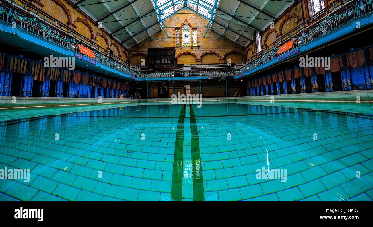 A general view of the interior of Victoria Baths in Manchester, which ...