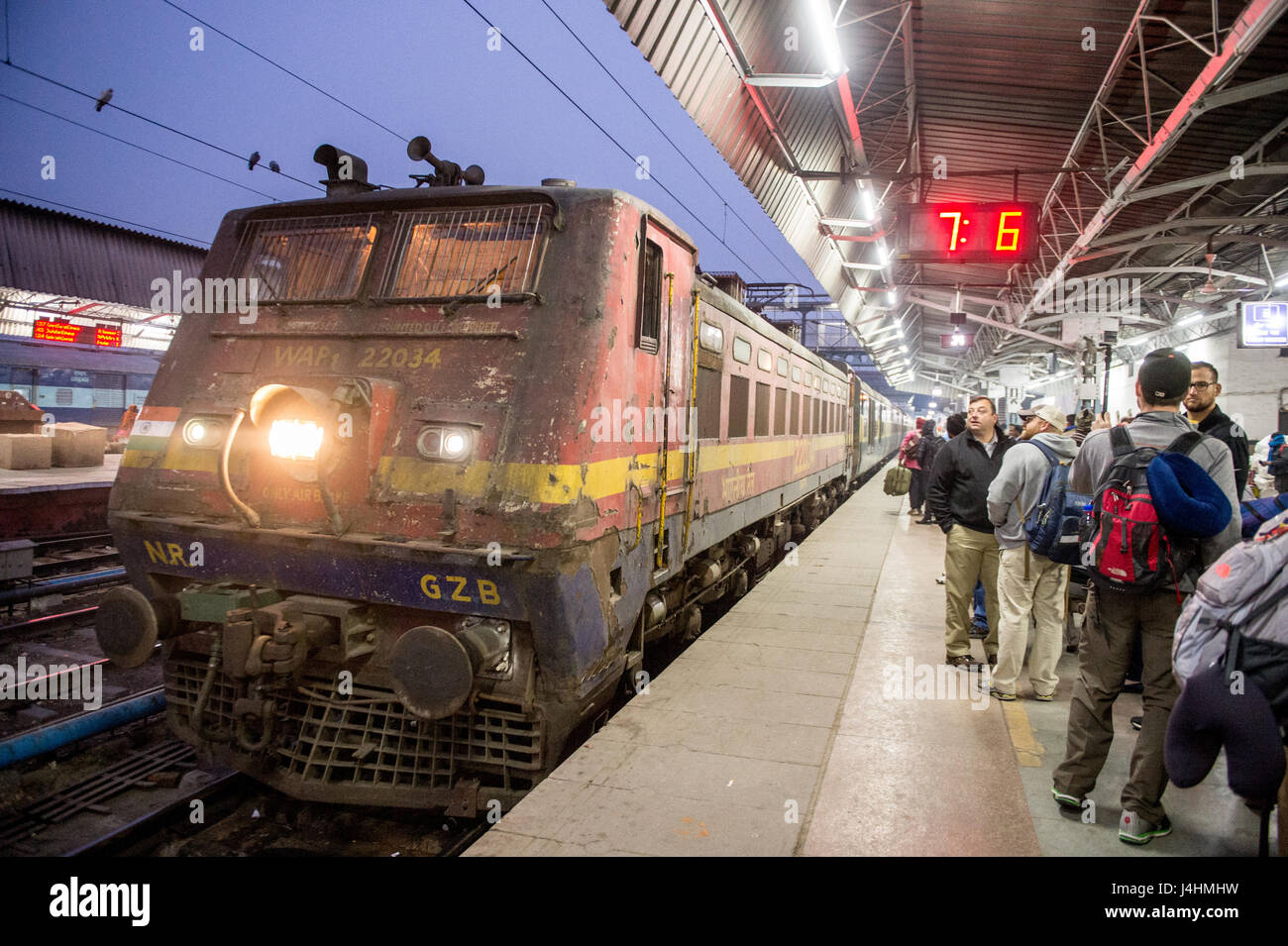 Passengers lining up to board the Shatabdi express metro train at the