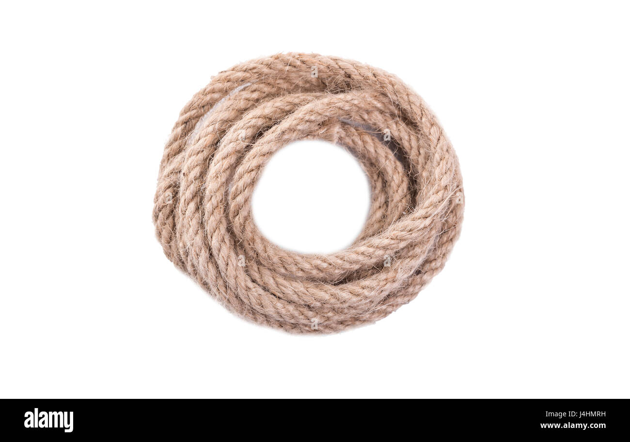 The rope is folded into a ring. Isolated on white background Stock ...