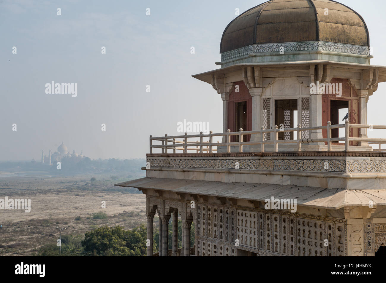 Taj mahal seen from agra fort hi-res stock photography and