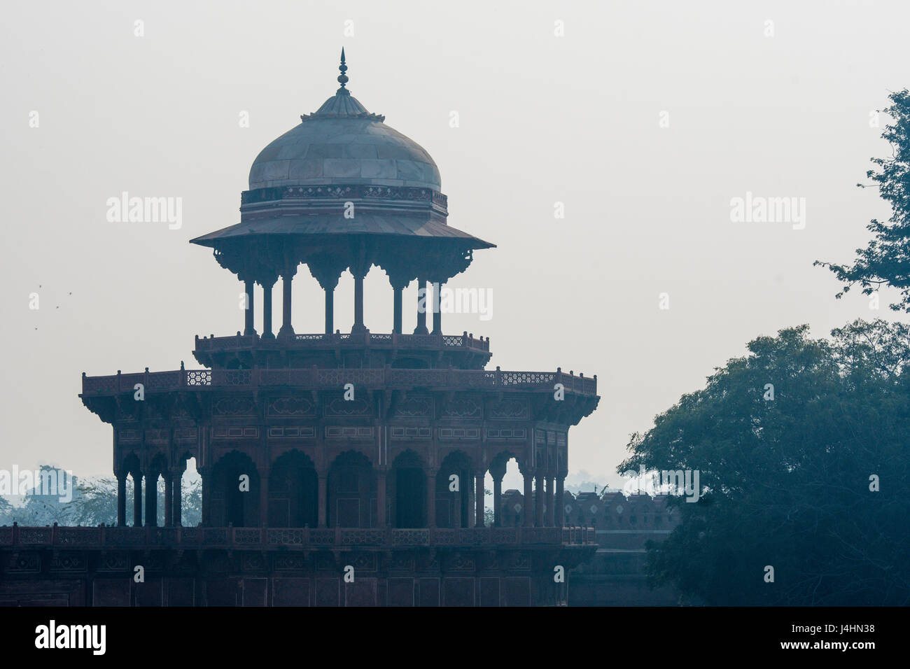 View of a traditional Mughal dome and the crenellated wall surrounding