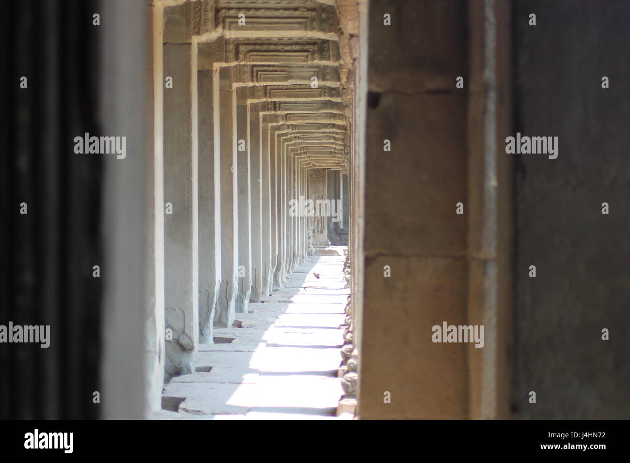 Stone corridor, Angkor Wat Cambodia Stock Photo