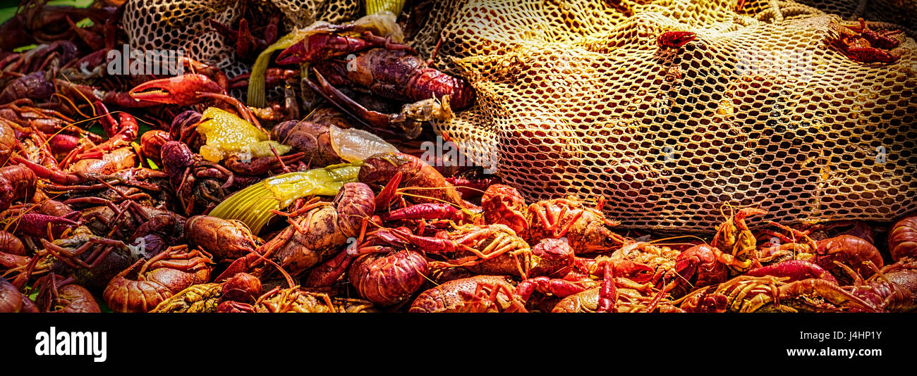 A New Orleans style crawfish boil. Stock Photo