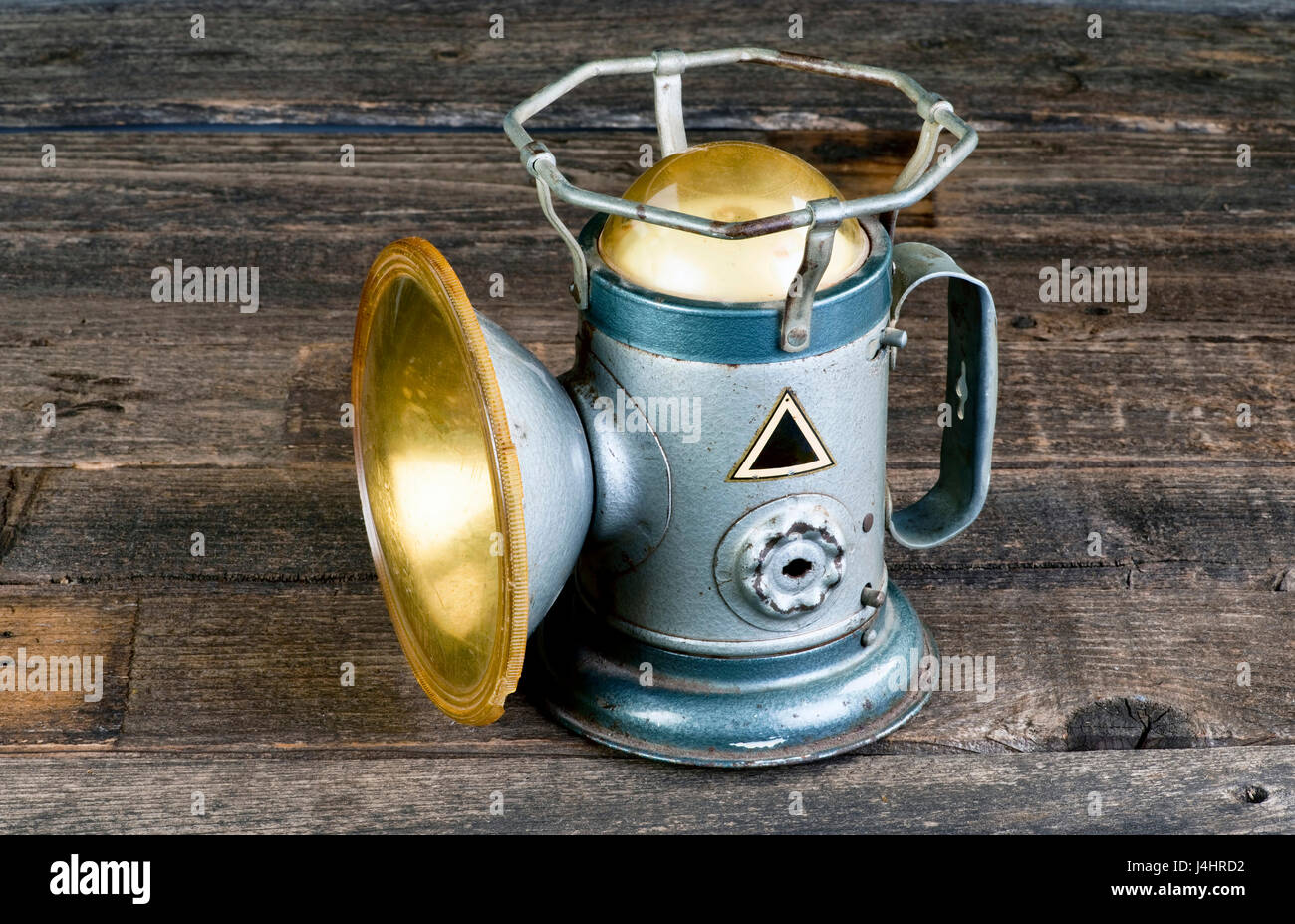 Antique railroad powerlite lantern made in the 1930's. Stock Photo