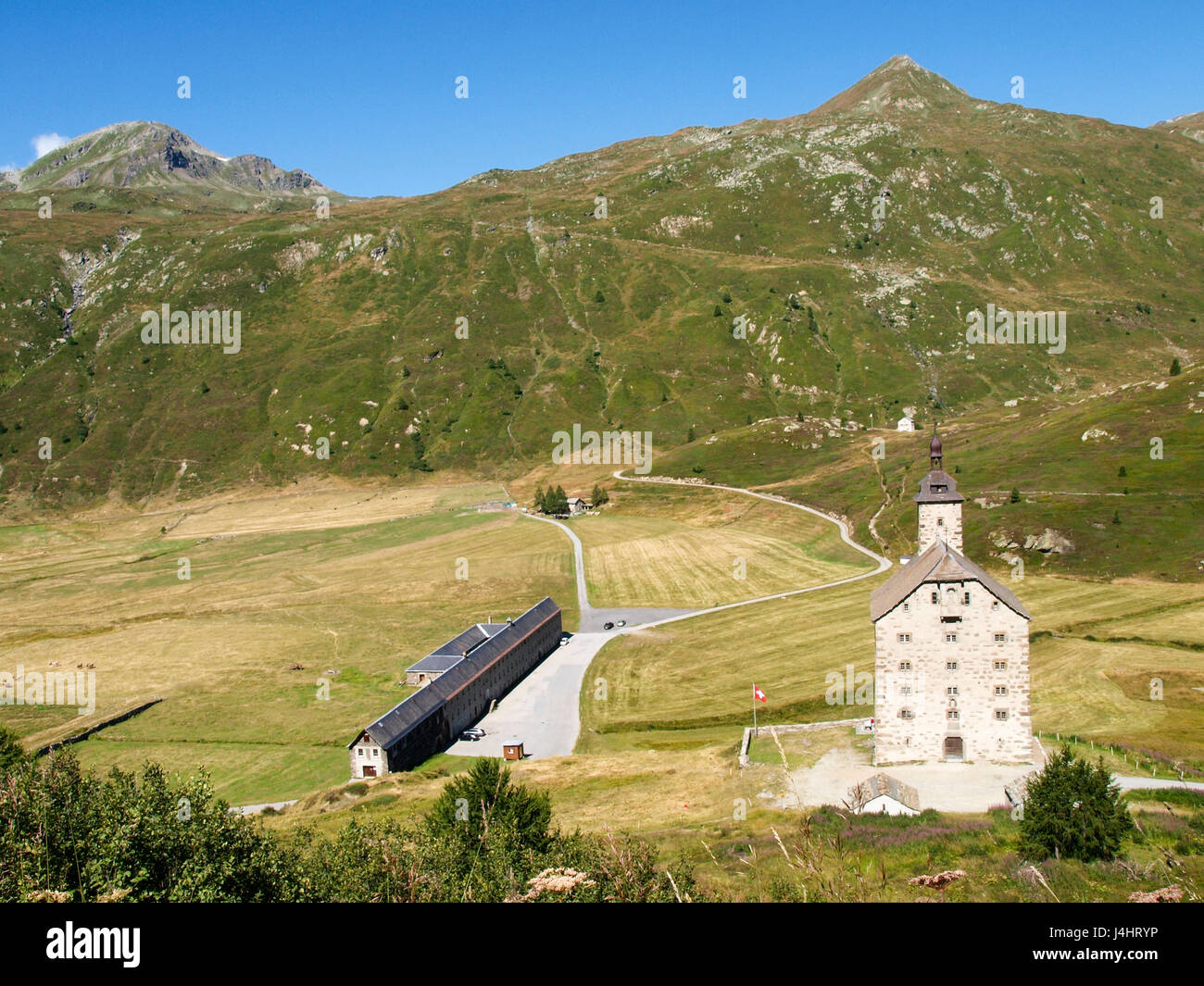 Simplon Pass - August 14, 2016: mountain landscape of the Alpine pass Stock Photo