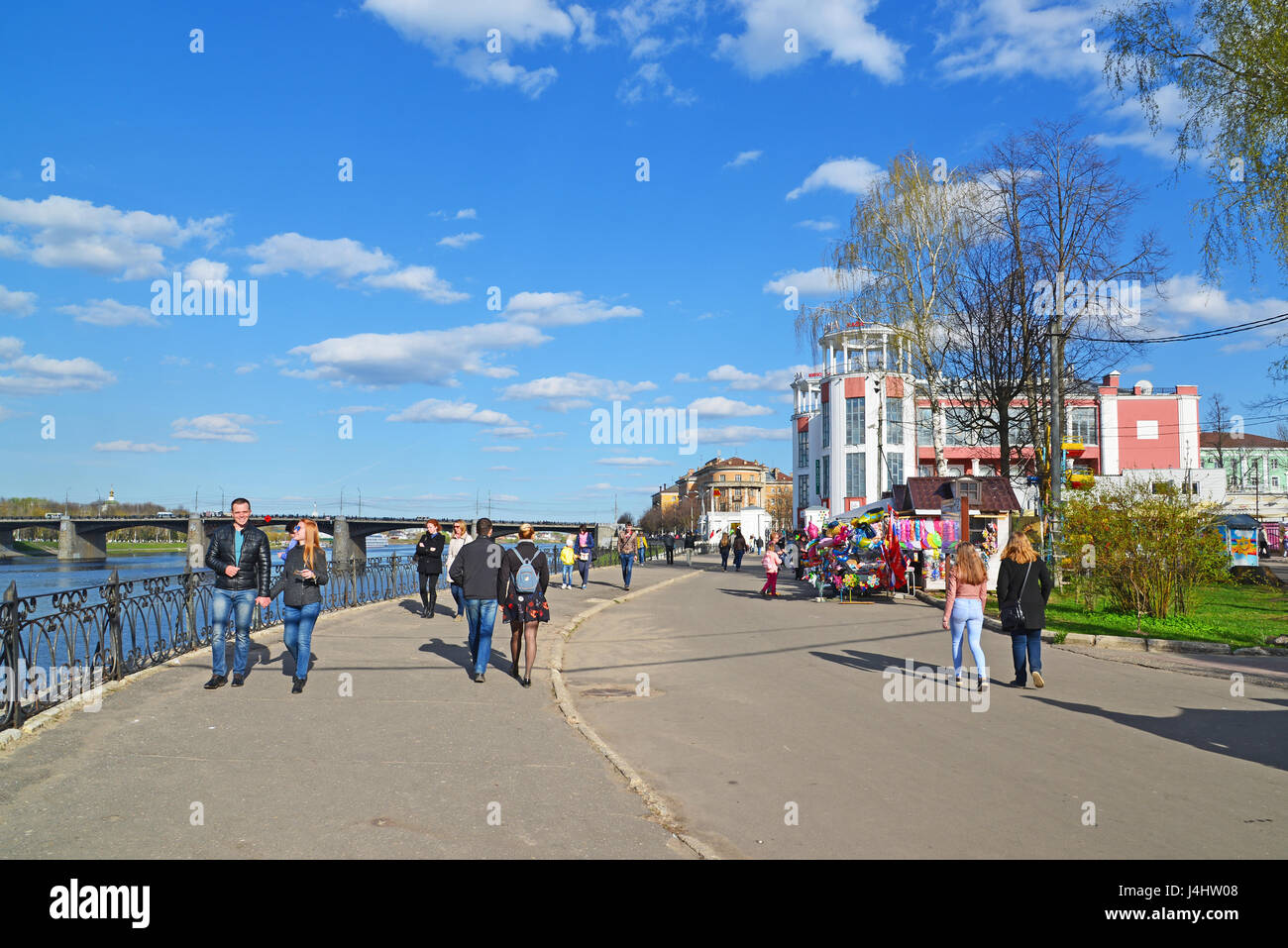 Tver, russia - may 07.2017. The quay of a Mikhail Yaroslavich Stock Photo