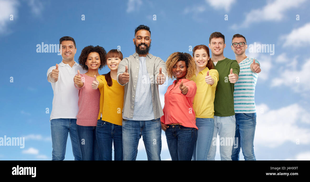 international group of people showing thumbs up Stock Photo - Alamy