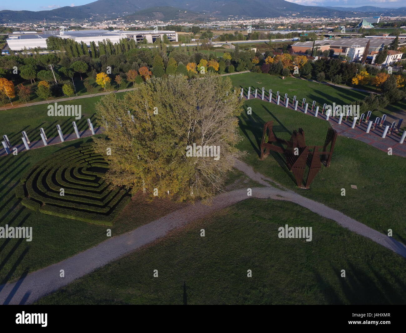 Labyrinth, Maze in Park of Villa Montalvo, Campi Bisenzio, Florence, Italy Stock Photo