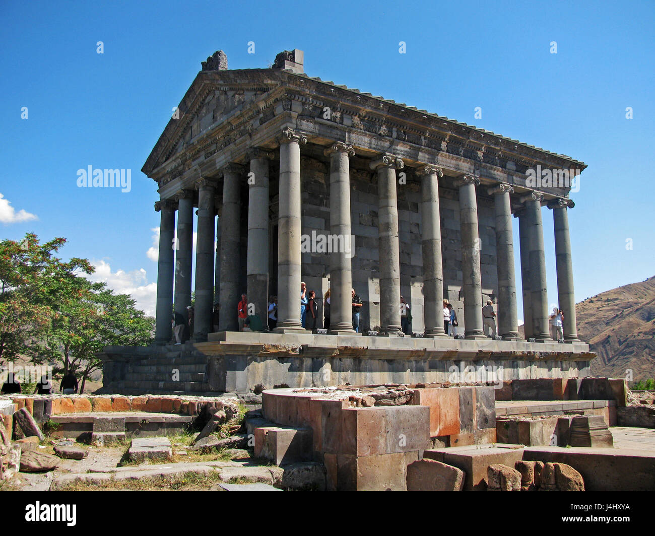 Garni, Armenia: Circa September 2012 - The pagan temple of Garni, dedicated to Mithra, the deity of sun in pagan Armenia Stock Photo