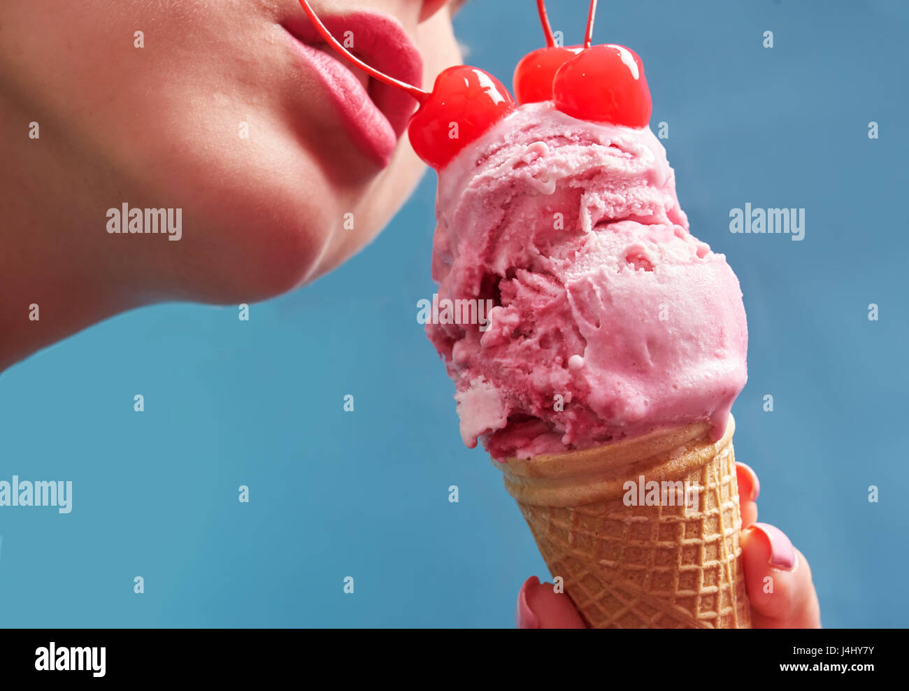 pink-ice-cream-cone-stock-photo-alamy