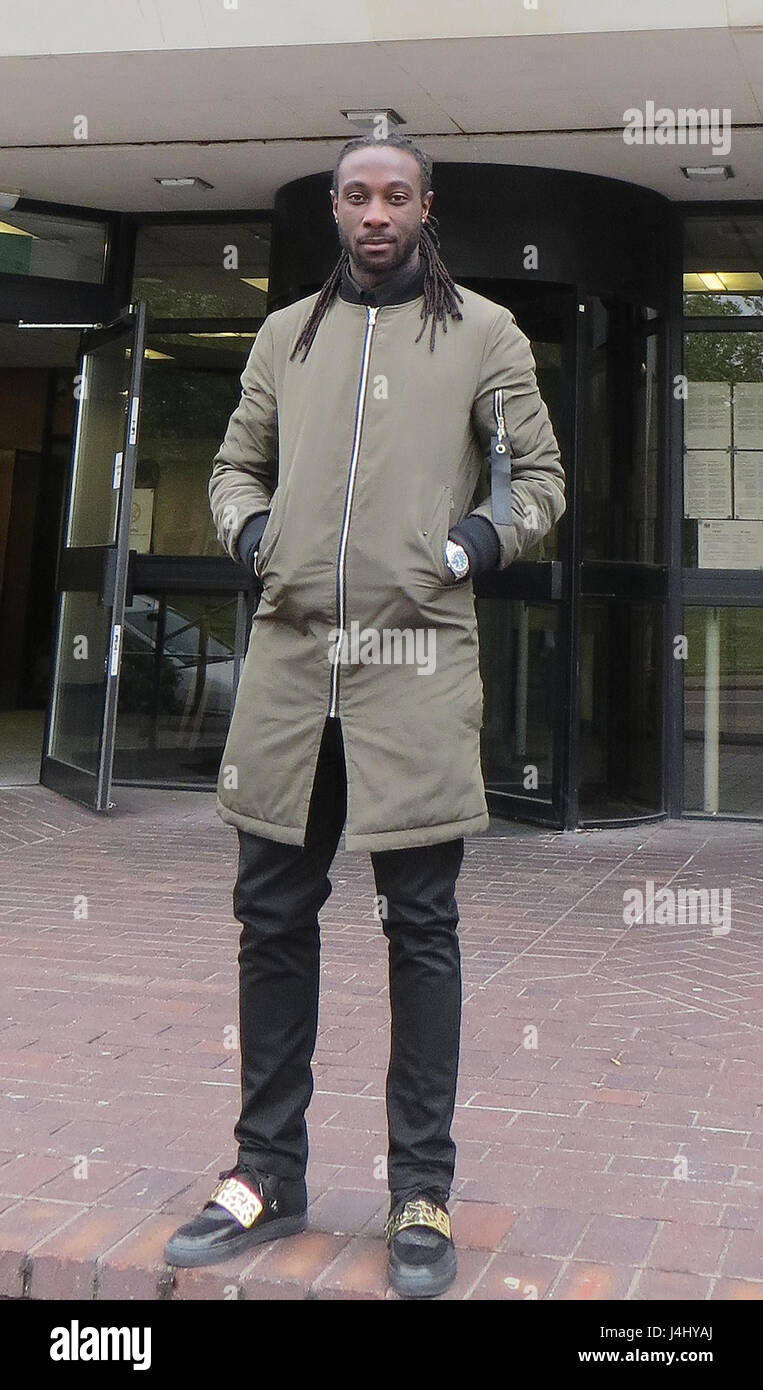 footballer Marvin Emnes outside Swansea Crown Court after his conviction for failing to provide the details of a driver as the registered keeper of a car was quashed. Stock Photo