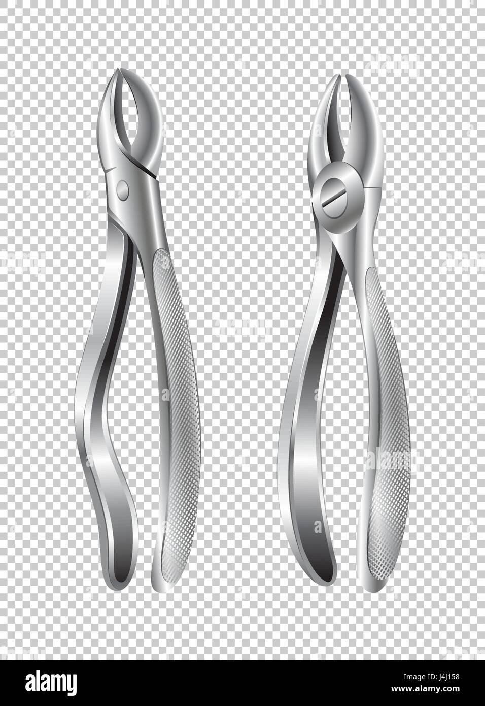 Two surgical pliers on transparent background illustration Stock Vector
