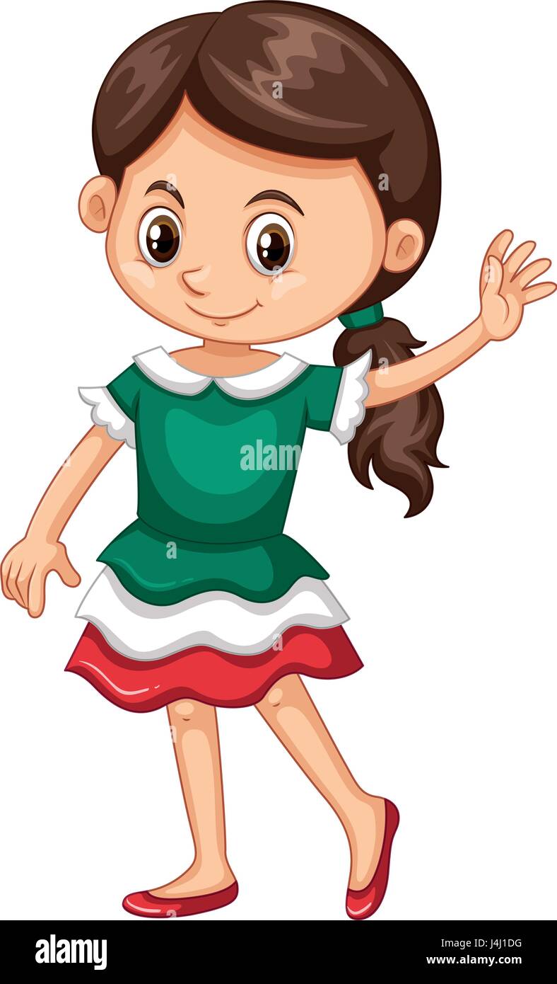 Girl in green dress illustration Stock Vector Image & Art - Alamy