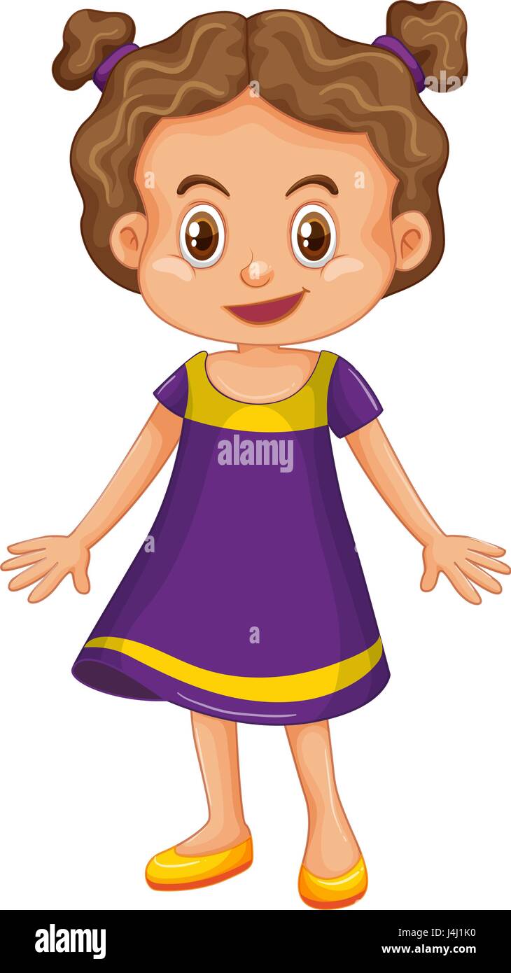 Children Kids Clipart-cute school girl wearing a purple sweat shirt