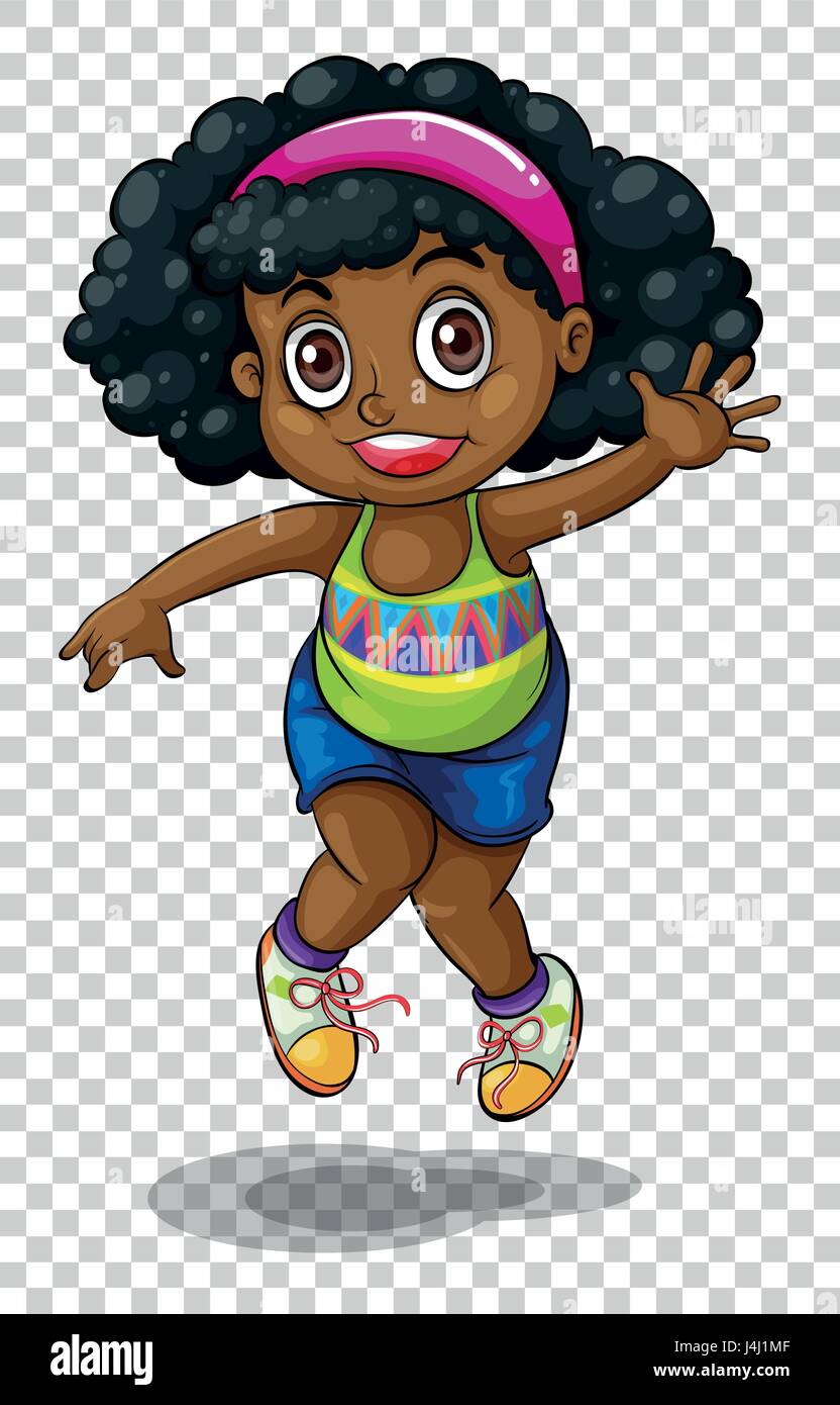 African american girl jumping illustration Stock Vector Image & Art - Alamy