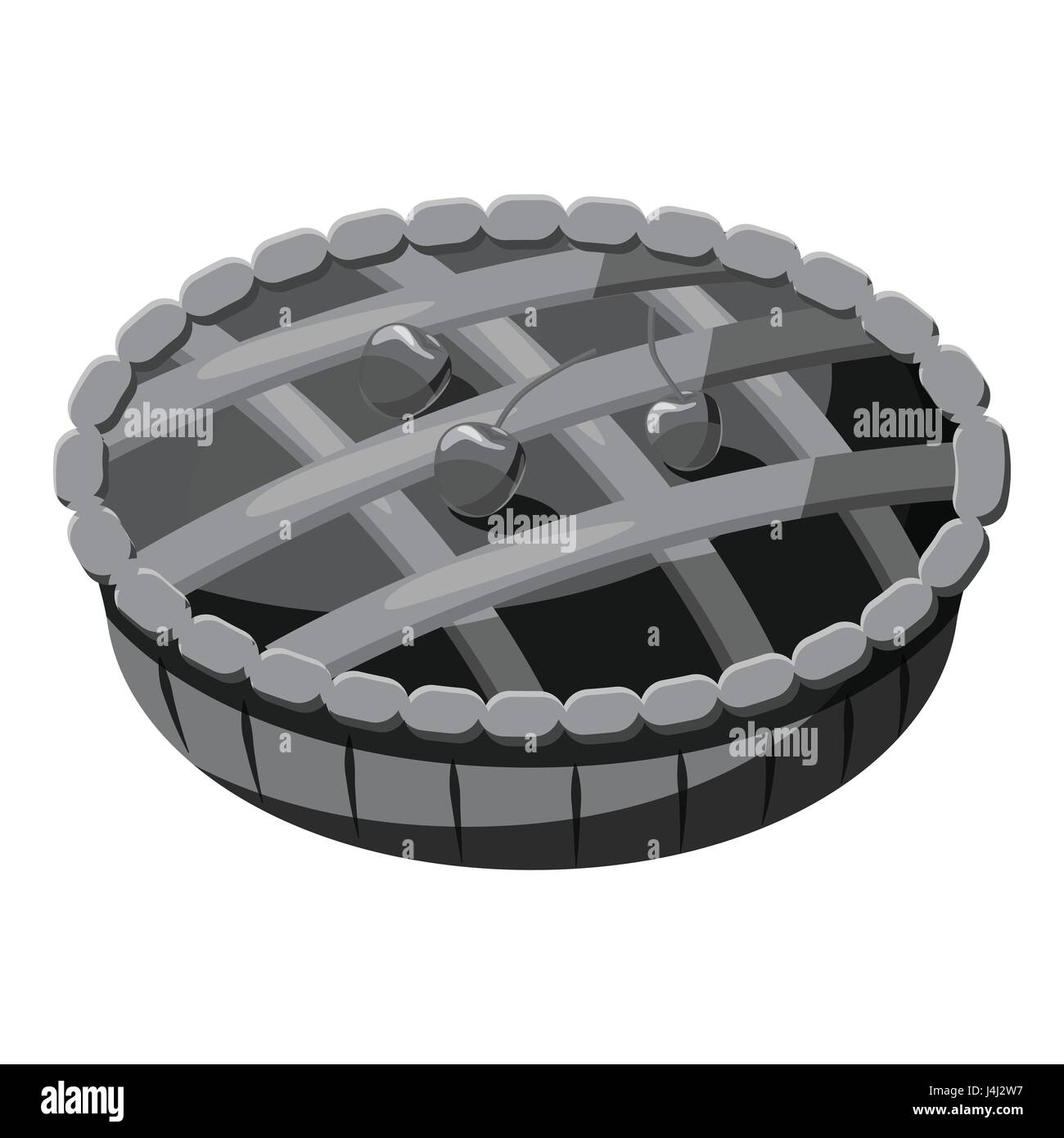 Pie with lattice top icon, gray monochrome style Stock Vector Image ...