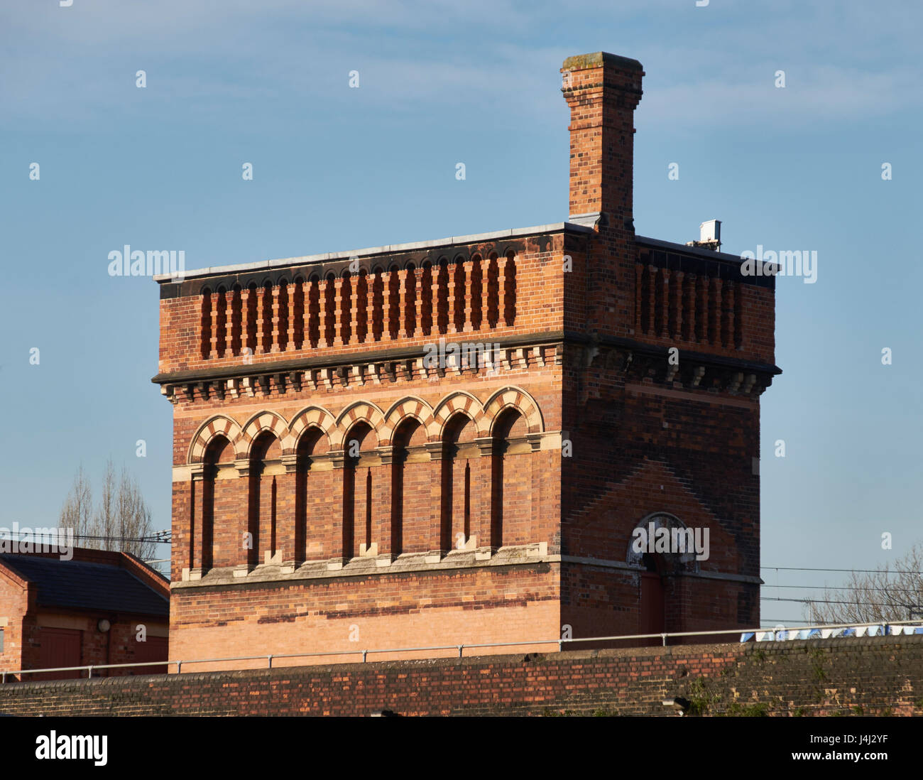 Water Point, St Pancras water tower for steam engines using St Pancras station. In 2001 sliced into three sections and relocated to Regent's Canal Stock Photo