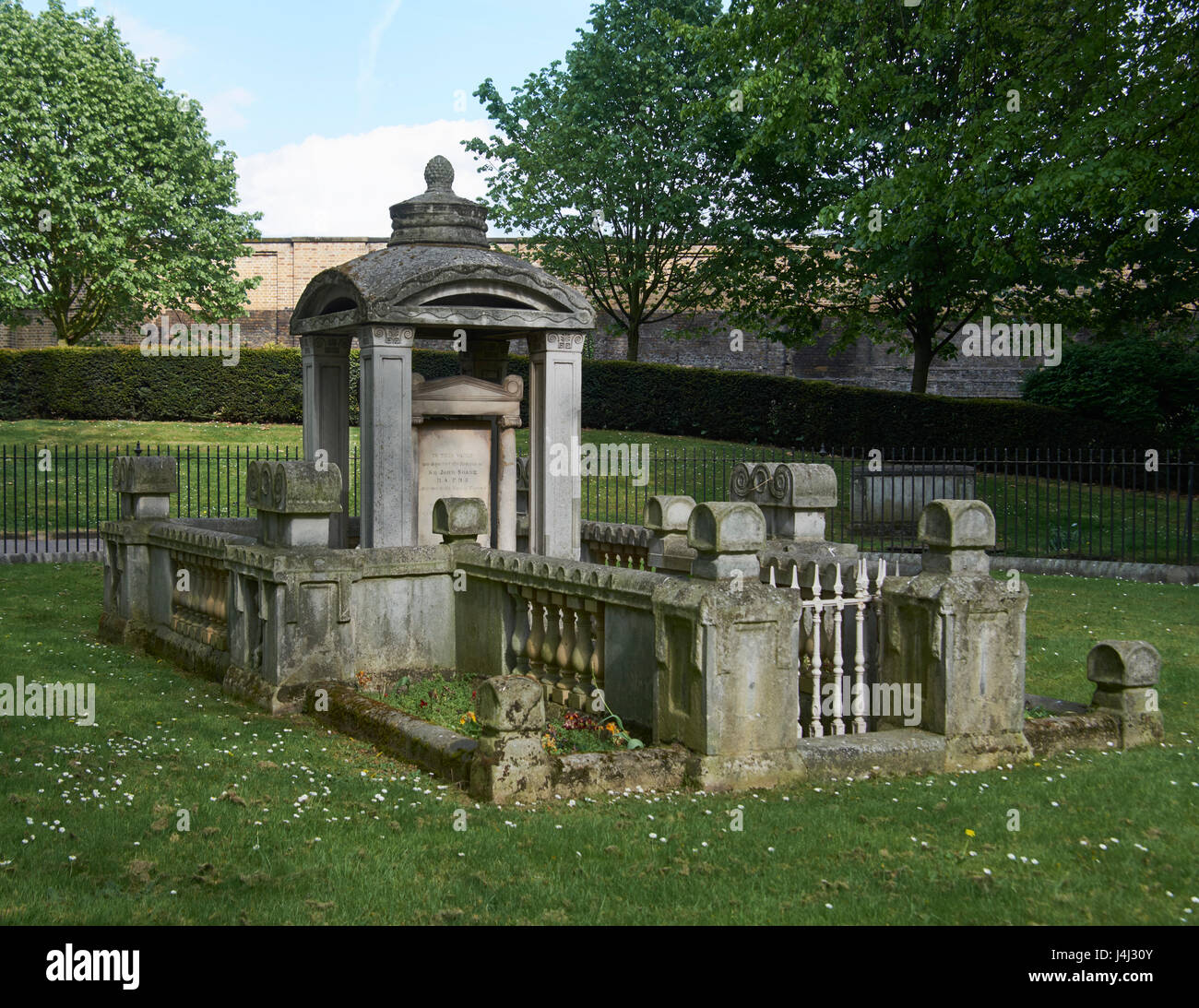 St Pancras Old Church, London. Neo-classical tomb of architect Sir John Soane, designed by him for his wife (died 1815) and himself in the churchyard. Stock Photo