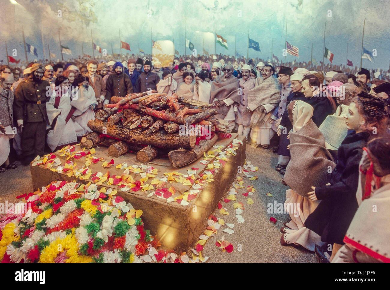 Diorama of mahatma gandhi funeral, mani bhawan museum, mumbai, india