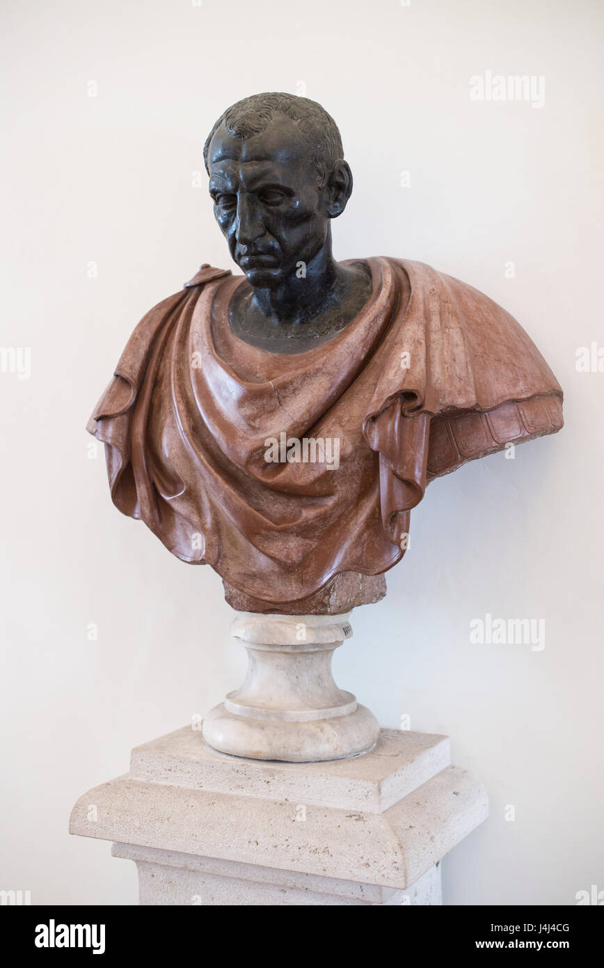 Rome. Italy. Portrait bust of Julius Caesar. Museo Nazionale Romano. Palazzo Altemps.   Boncompagni Ludovisi Collection. Stock Photo