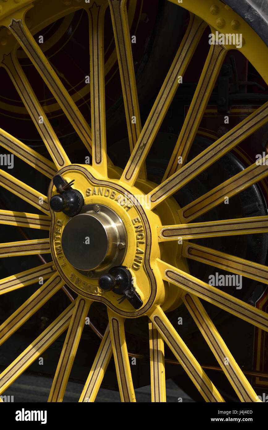 The inner spokes on the wheel of a traction engine Stock Photo