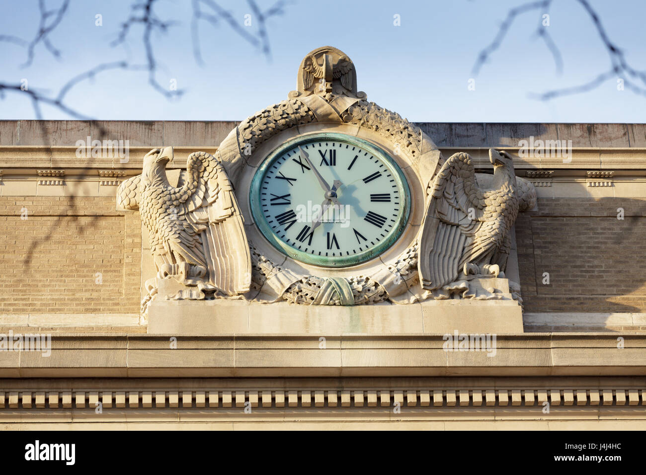 Impressive clock on Union Station, Italianate style, Utica, Oneida