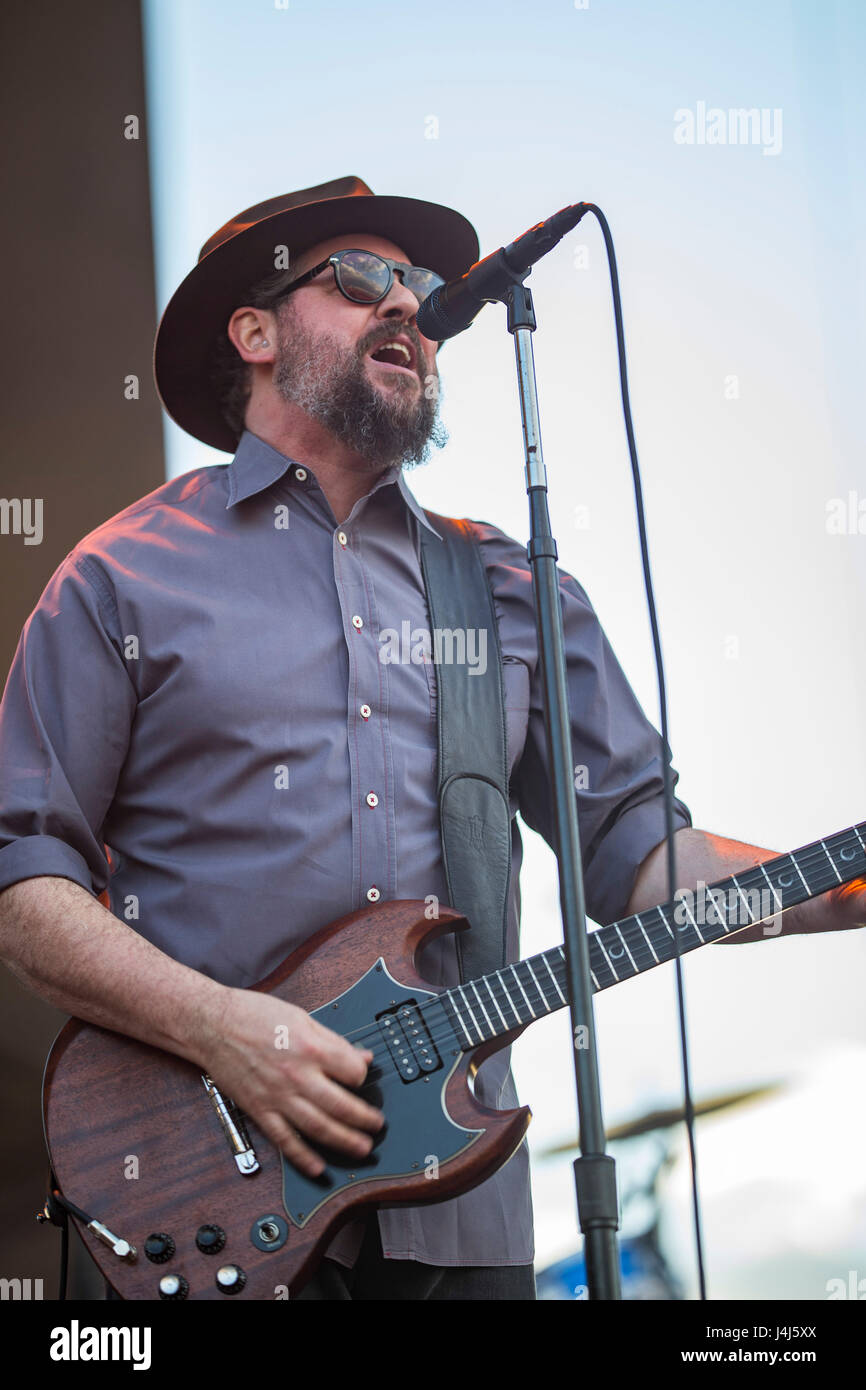 Patterson Hood, vocalist of Drive By Truckers performs at 2017 Beale Street Music Festival at Tom Lee Park in Memphis, Tenn. on May 6, 2017. Stock Photo