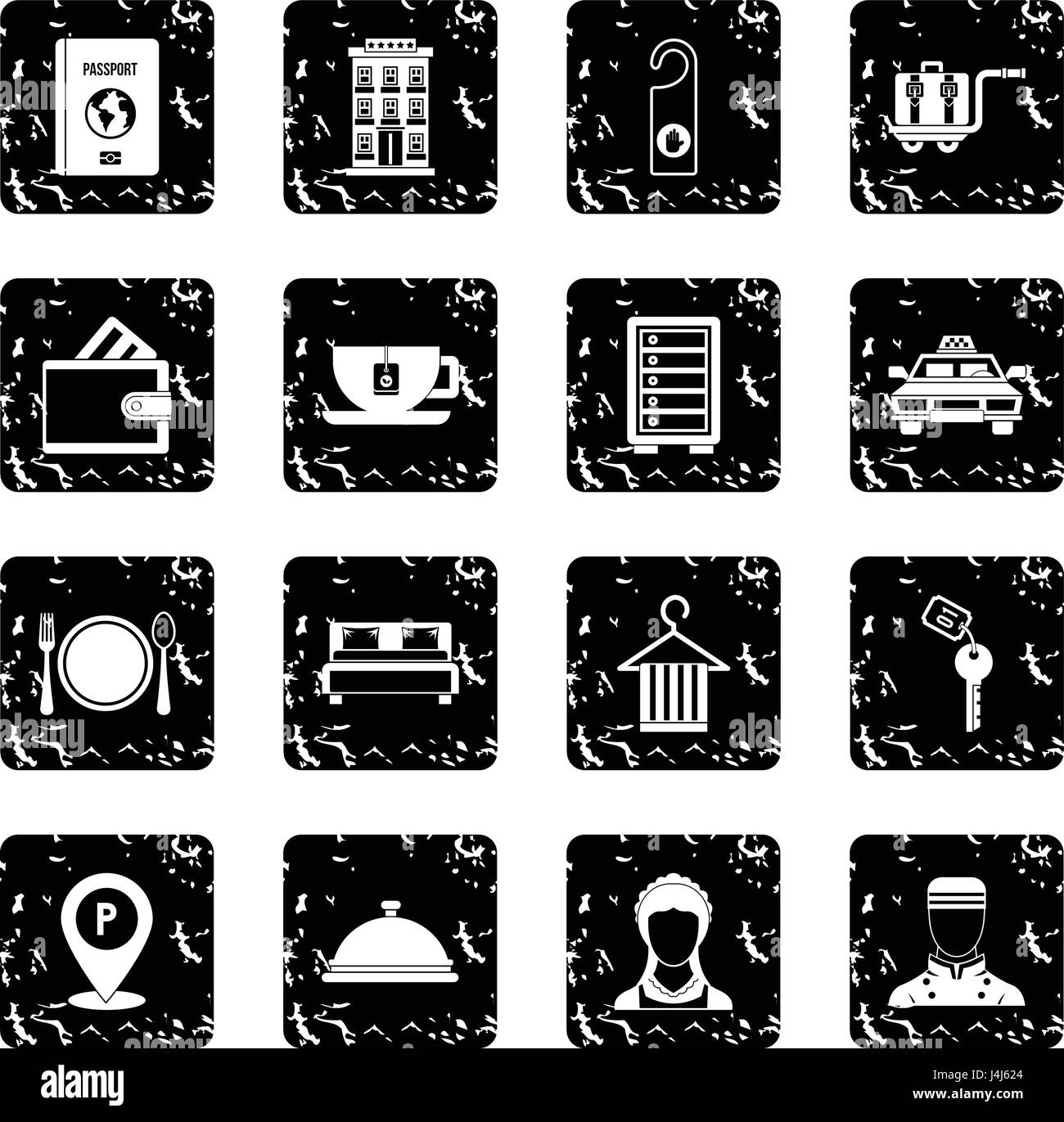 Hotel icons set, grunge style Stock Vector Image & Art - Alamy