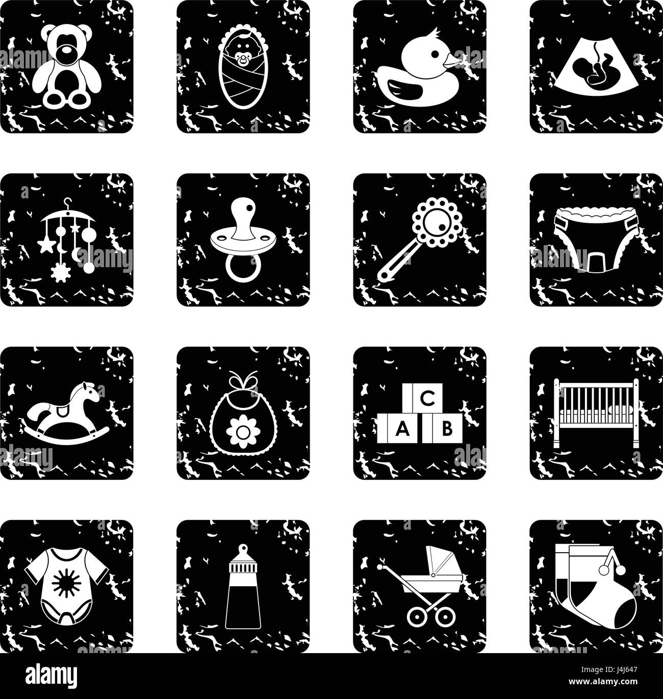 Child care icons set, grunge style Stock Vector Image & Art - Alamy