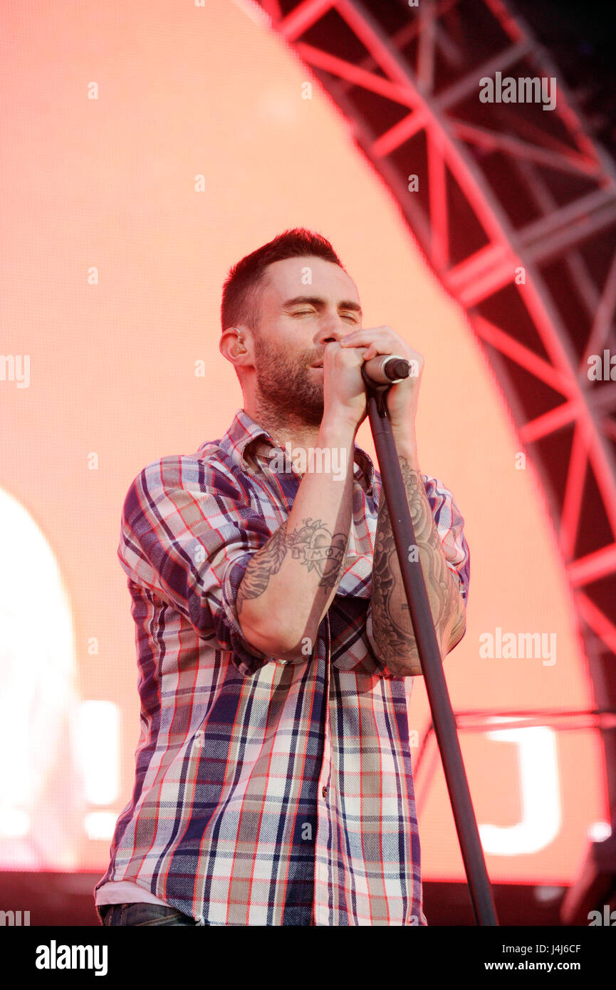 Adam Levine of Maroon 5 performs at KIIS FM's Wango Tango 2012 at the Home Depot Center on May 12, 2012 in Los Angeles, California. Stock Photo