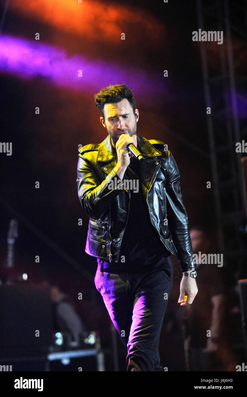 Adam Levine and Maroon 5 perform at 102.7 KIIS FM's Wango Tango at The Home Depot Center on May 11, 2013 in Carson, California. Stock Photo