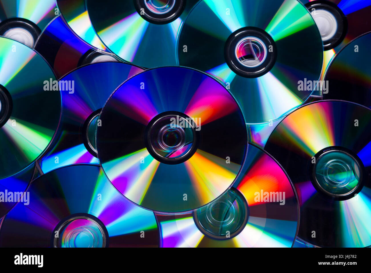 DVDs and CDs background Stock Photo