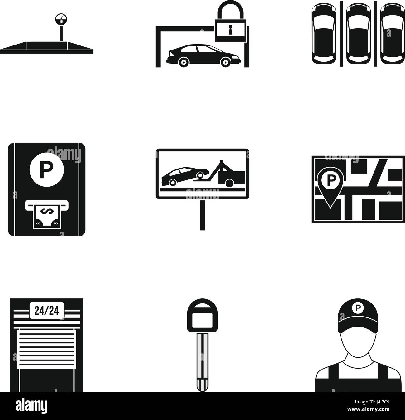 Parking Area Icons Set Simple Style Stock Vector Image Art Alamy