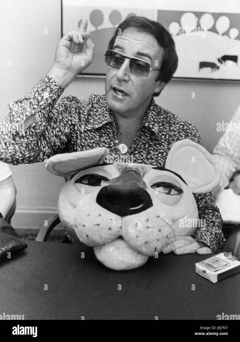 Peter Sellers British actor with a pink panther 1976 Stock Photo