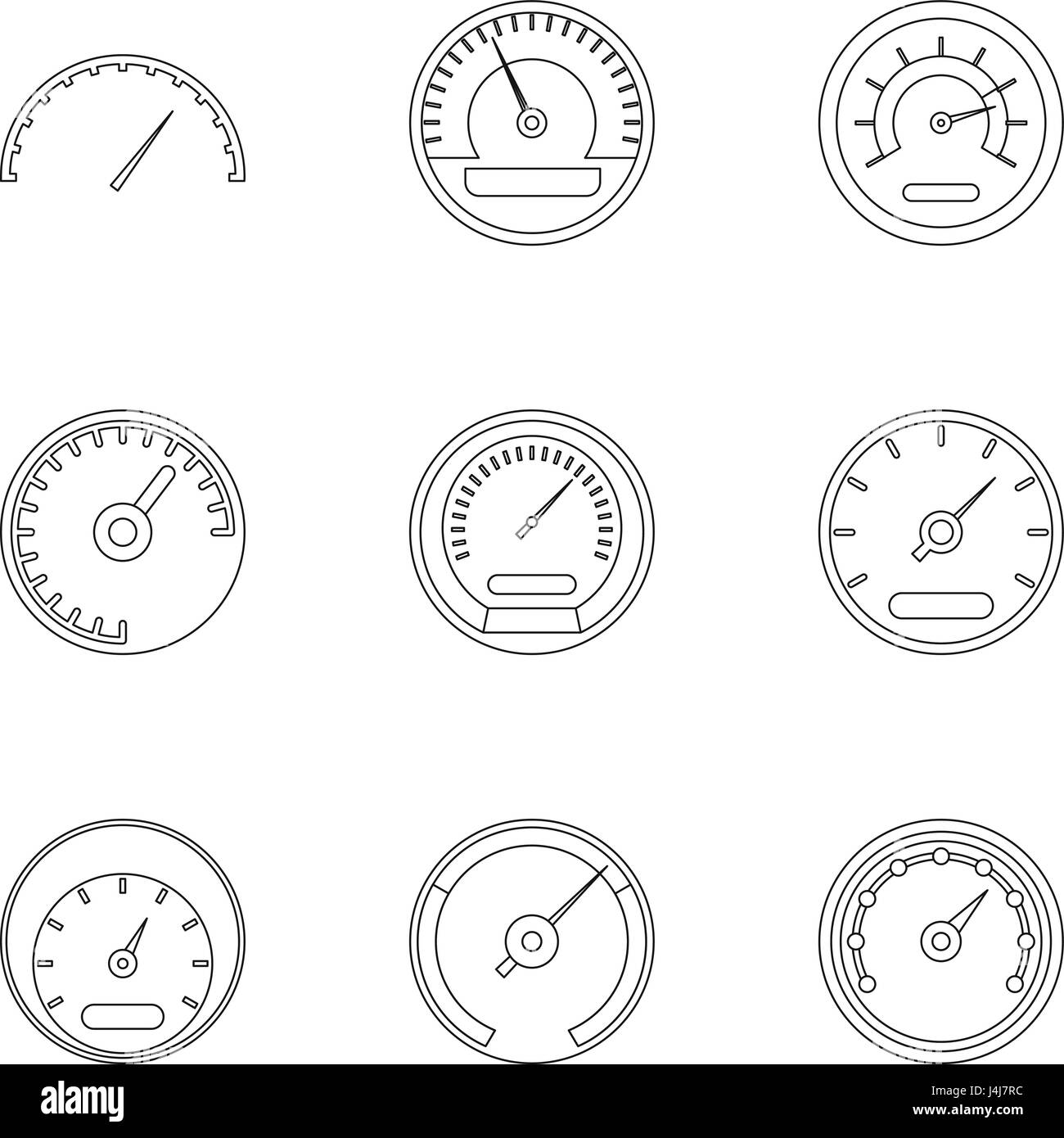 Types of speedometers icons set, outline style Stock Vector Image & Art