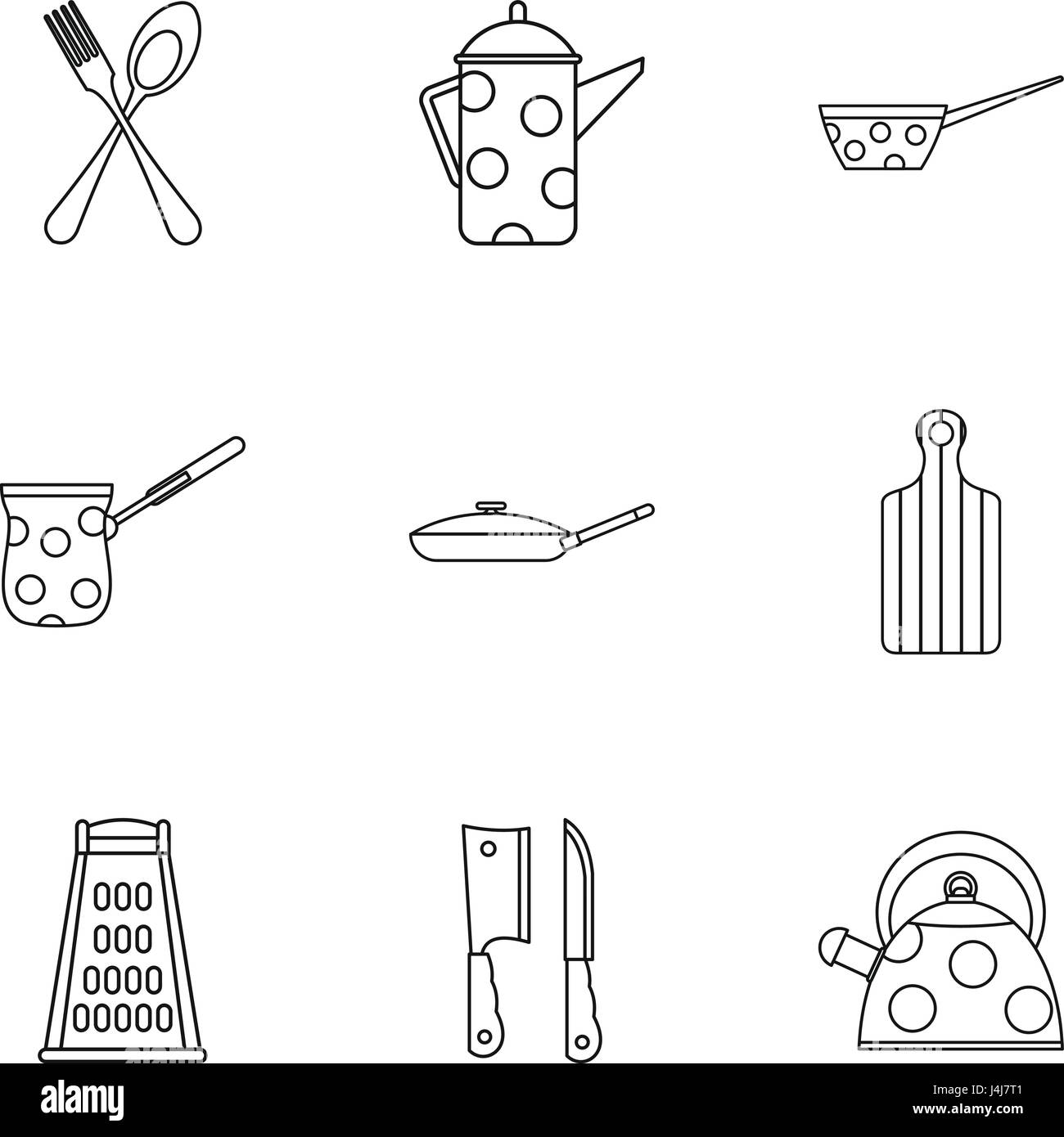 Dining items icons set, outline style Stock Vector Image & Art - Alamy