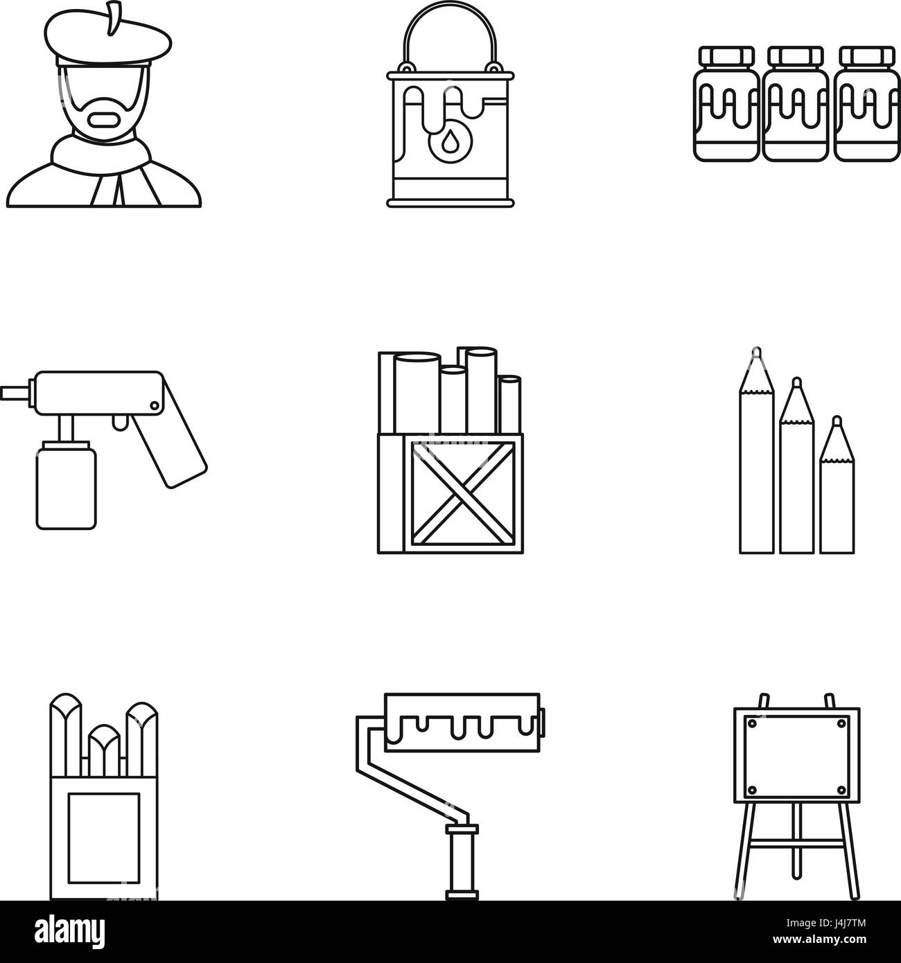Drawing icons set, outline style Stock Vector Image & Art - Alamy