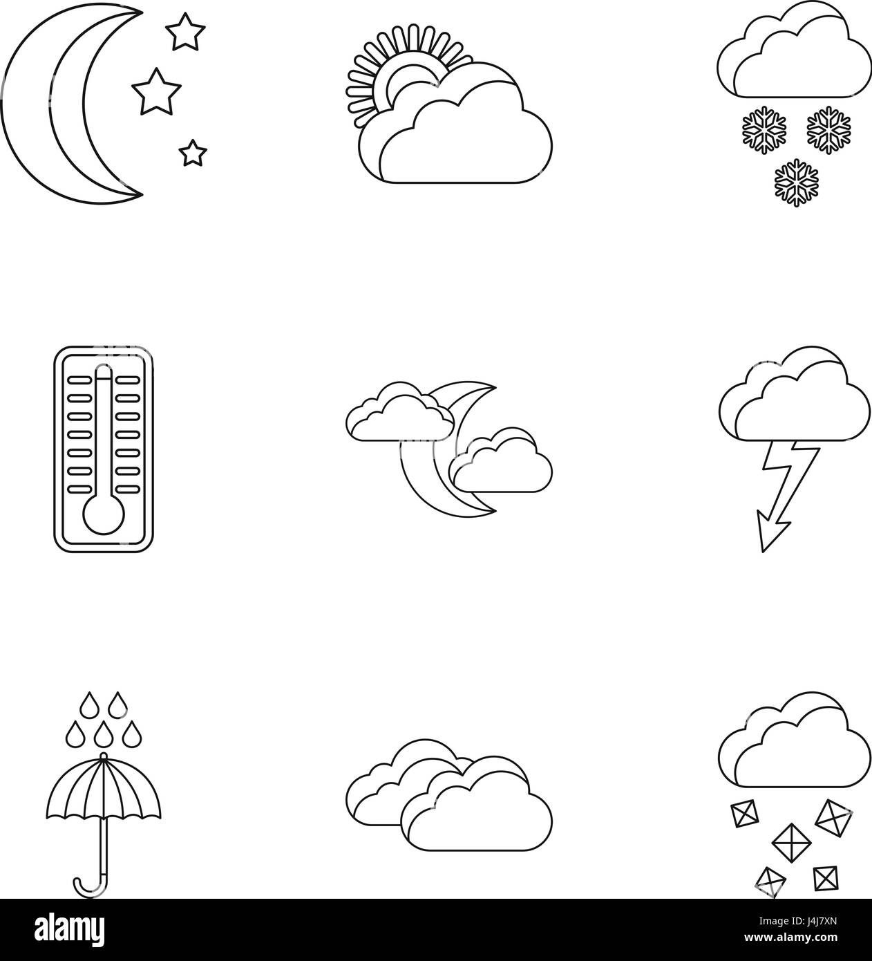 Weather forecast icons set, outline style Stock Vector Image & Art - Alamy