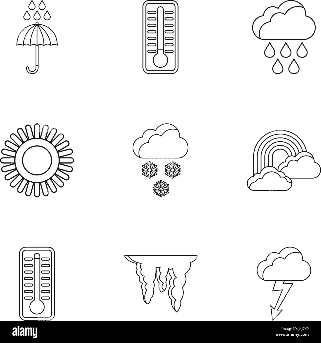 Weather icons set, outline style Stock Vector Image & Art - Alamy
