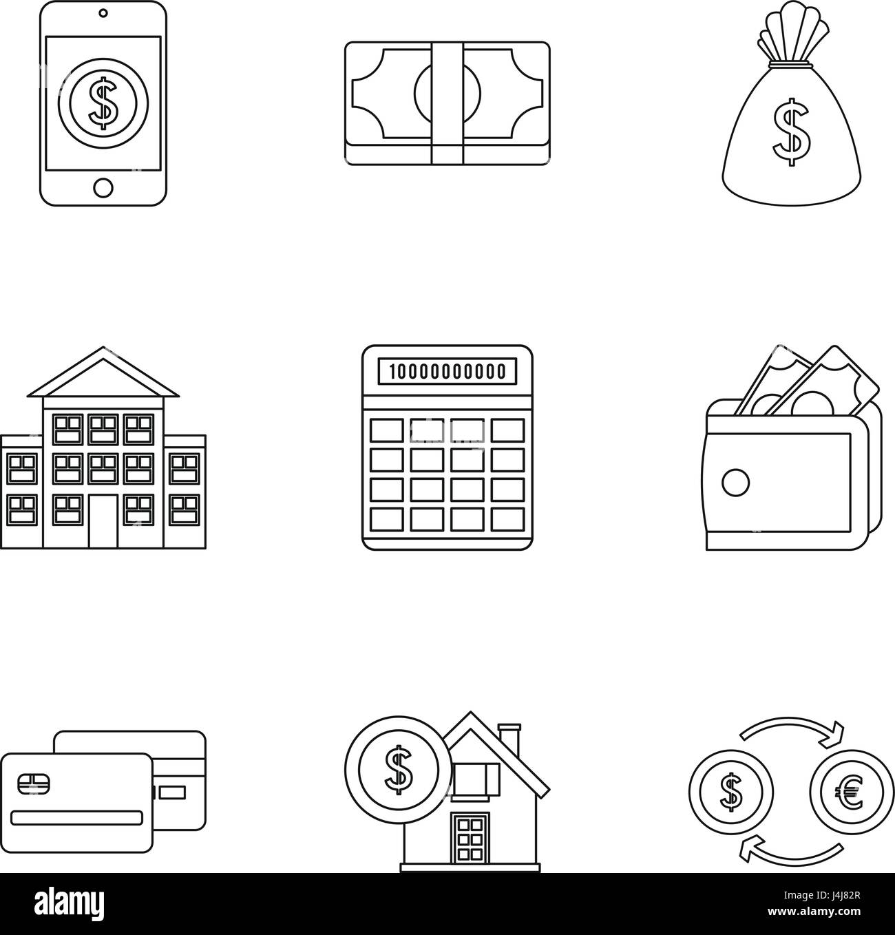 Finance icons set, outline style Stock Vector Image & Art - Alamy