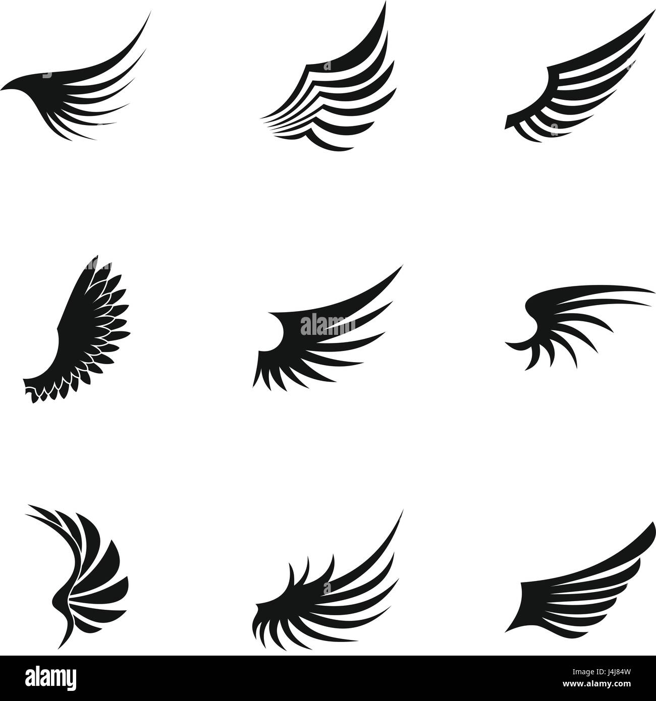 Feather wings icons set, simple style Stock Vector Image & Art - Alamy