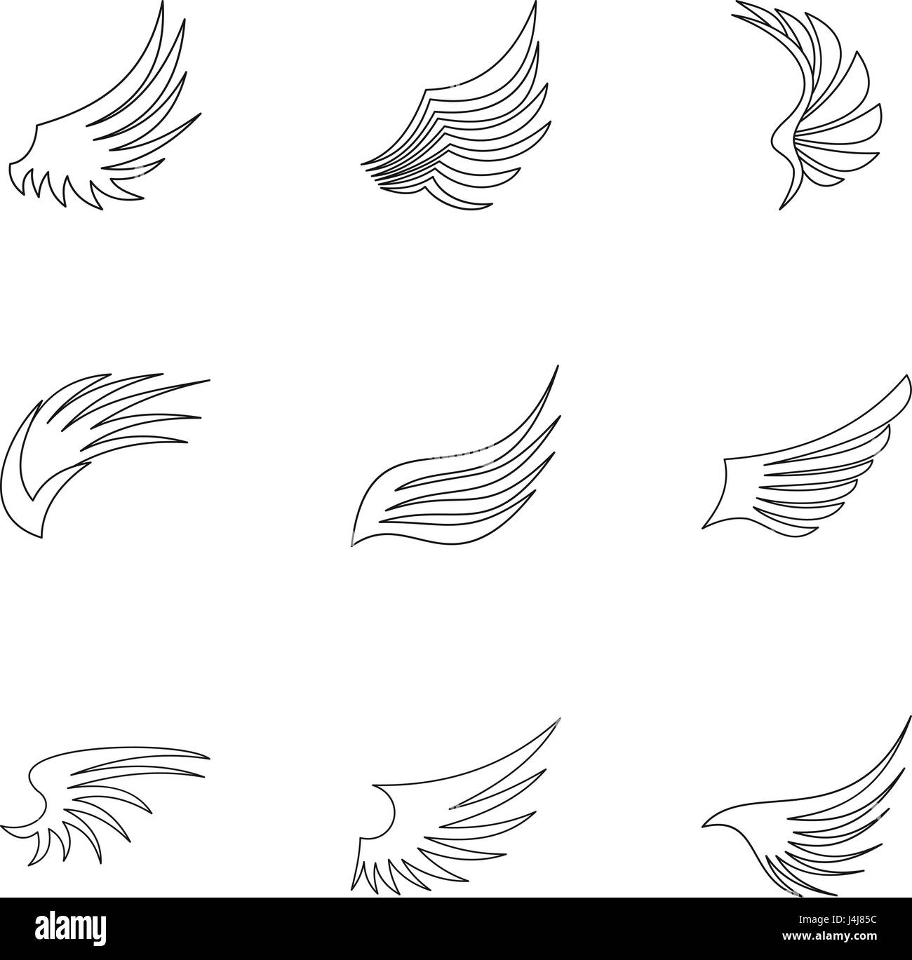 Different wings icons set, outline style Stock Vector Image & Art - Alamy