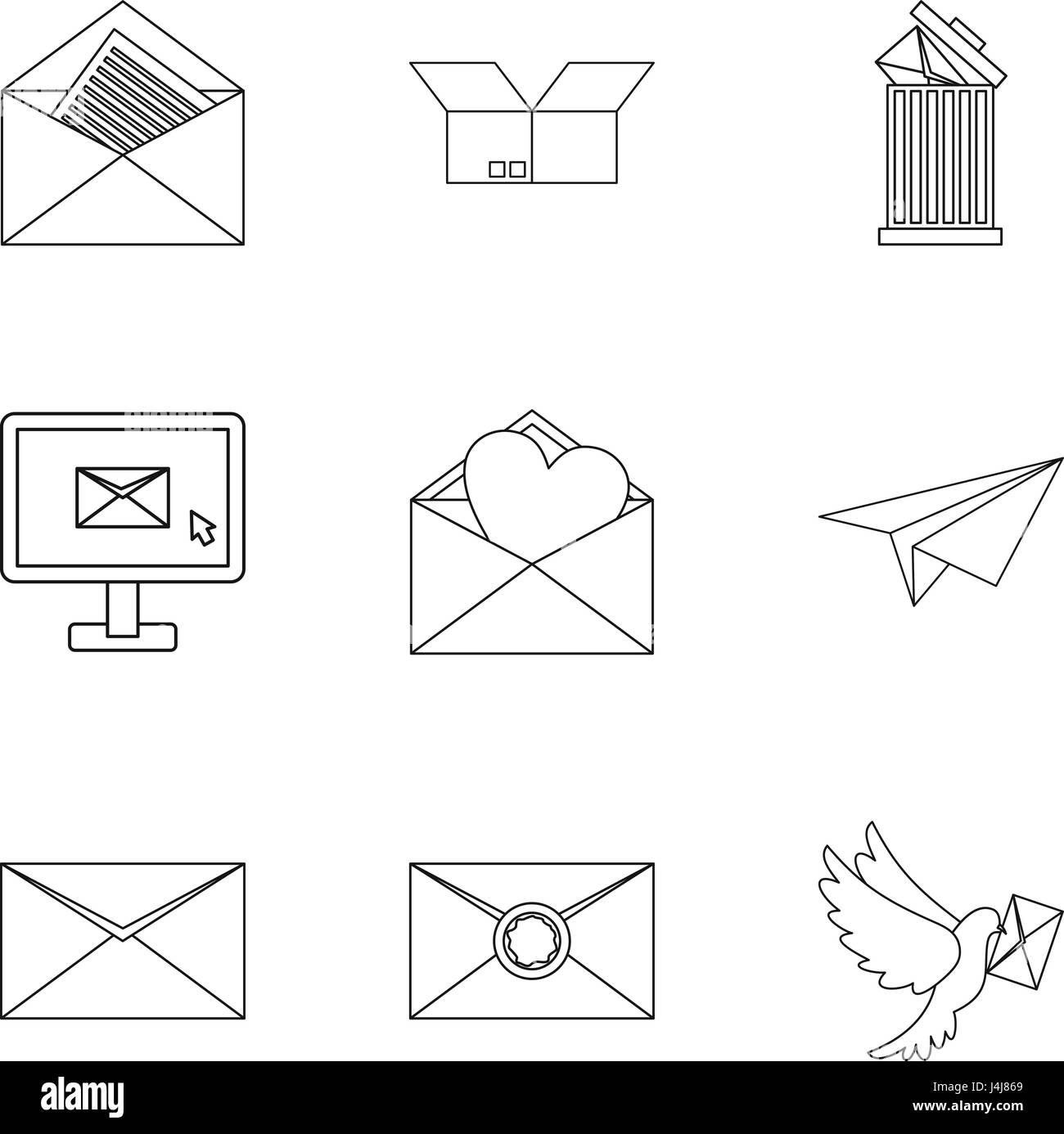 E-mail icons set, outline style Stock Vector Image & Art - Alamy