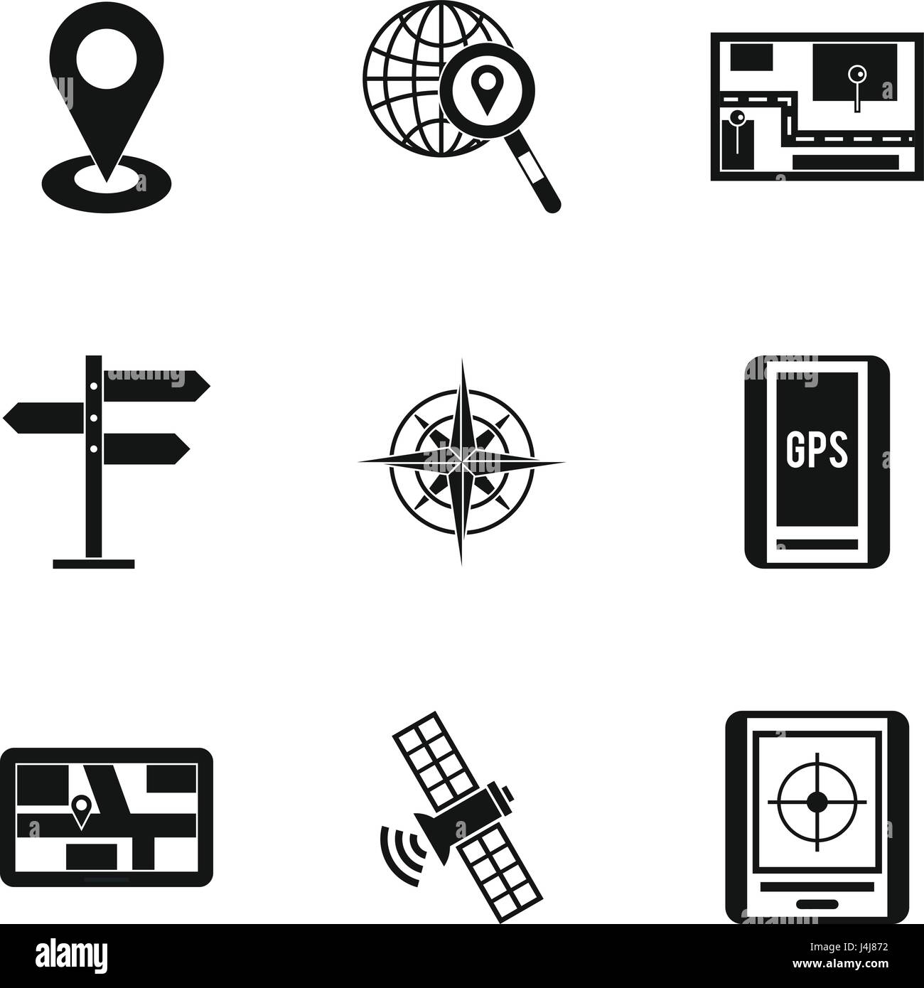 GPS map icons set, simple style Stock Vector Image & Art - Alamy